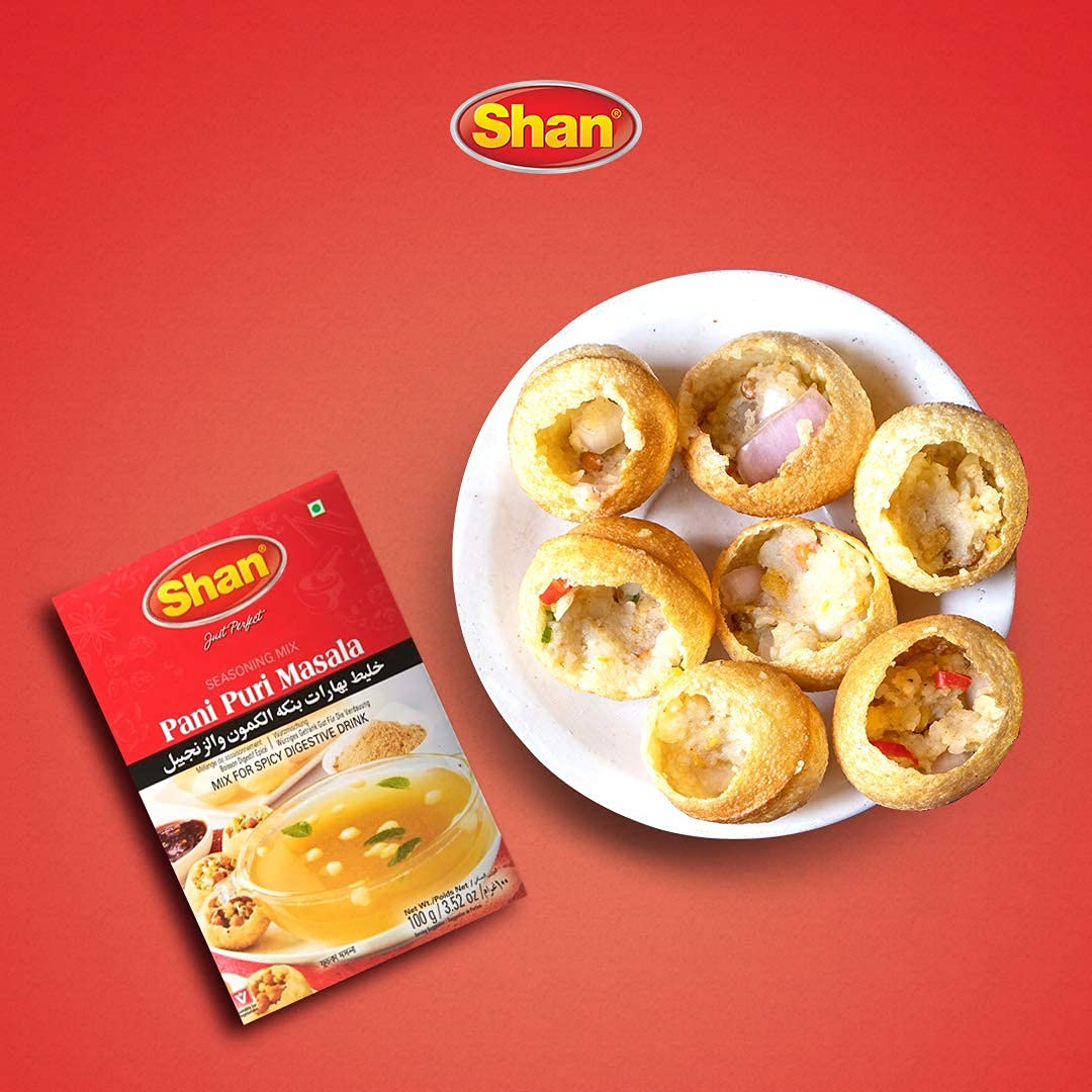 Shan Pani Puri Seasoning Mix 3.52 Oz (100G) - Spice Powder For Spicy Digestive Drink - Suitable For Vegetarians - Airtight Bag I