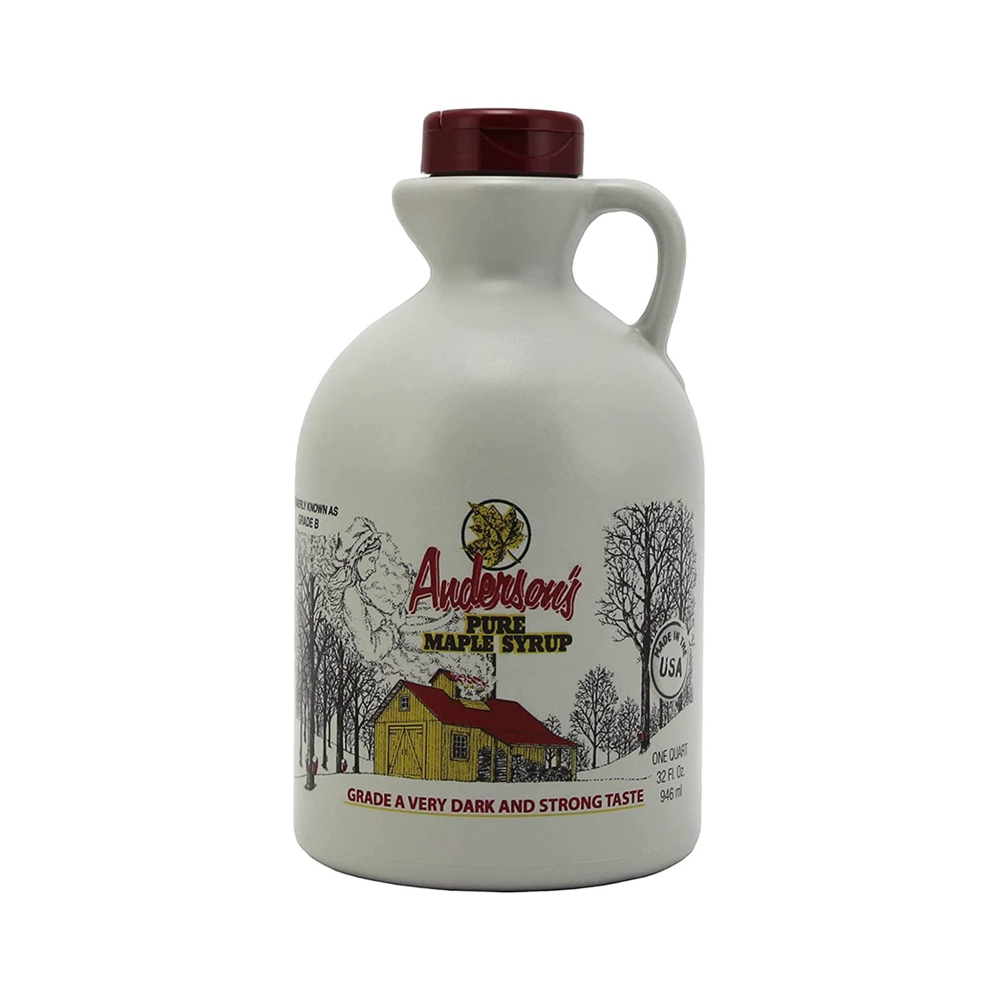 Andersons Maple Syrup Very Dark 32 oz Plastic Jug Brown