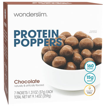 Wonderslim Popper Puff Snacks  Chocolate  160 Calories  15G Protein  Gluten Free (7Ct)