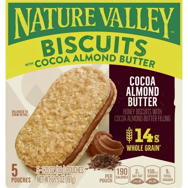 Nature Valley Biscuits With Cocoa Almond Butter 5 Count Box (PACK OF 3)