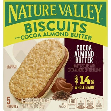 Nature Valley Biscuits With Cocoa Almond Butter 5 Count Box (PACK OF 3)