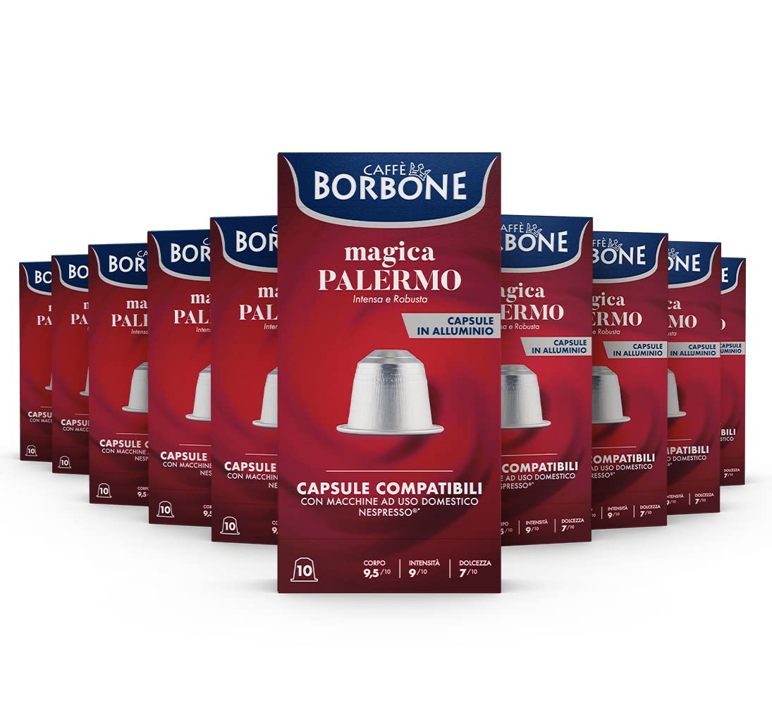 Caffè Borbone Coffee Pods, Nespresso Compatible, Intense Italian Roast, 100 Count (10 Pack of 10)