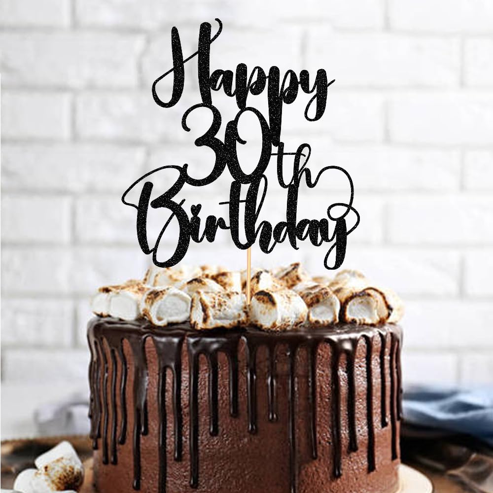 Dcokska Happy Birthday 30Th Cake Topper,Men/Women 30Th Birthday,30Th Anniversary Party Cake Topper Decorations/Dinner Party Deco