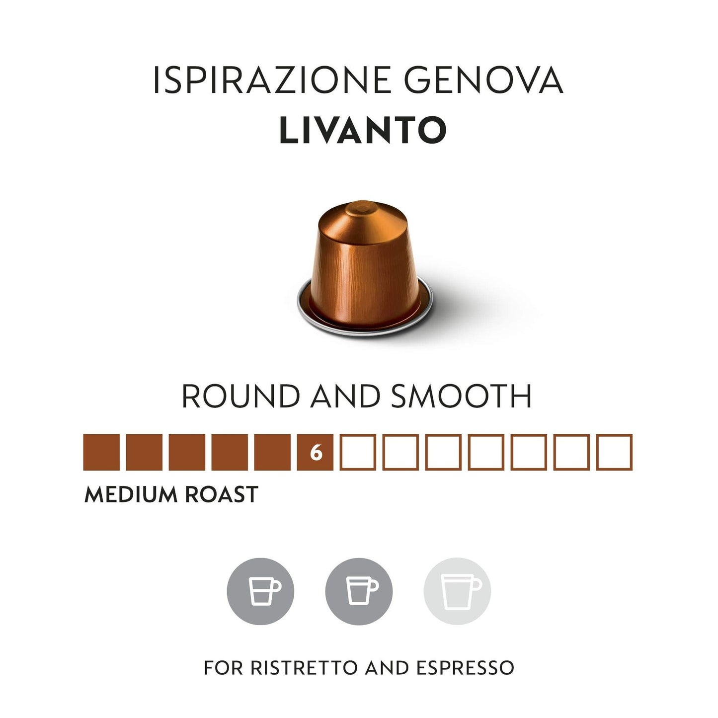 Nespresso Capsules Original Line, Livanto, Medium Roast Espresso Coffee, 50 Count Coffee Pods