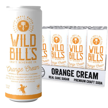 Wild Bills Orange Cream Soda - Caffeine Free, Gluten Free, Vegan - 12 Oz 12 Pack, Model WBSD14