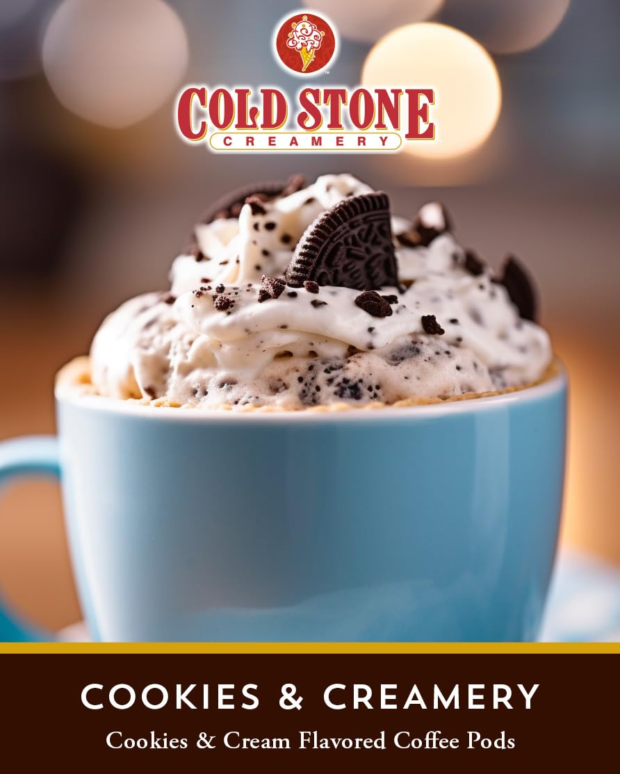 Cold Stone Creamery Beverages Coffee Pods, Cookies and Creamery Flavor, 40 Count, Compatible with K Cup malt-inspired