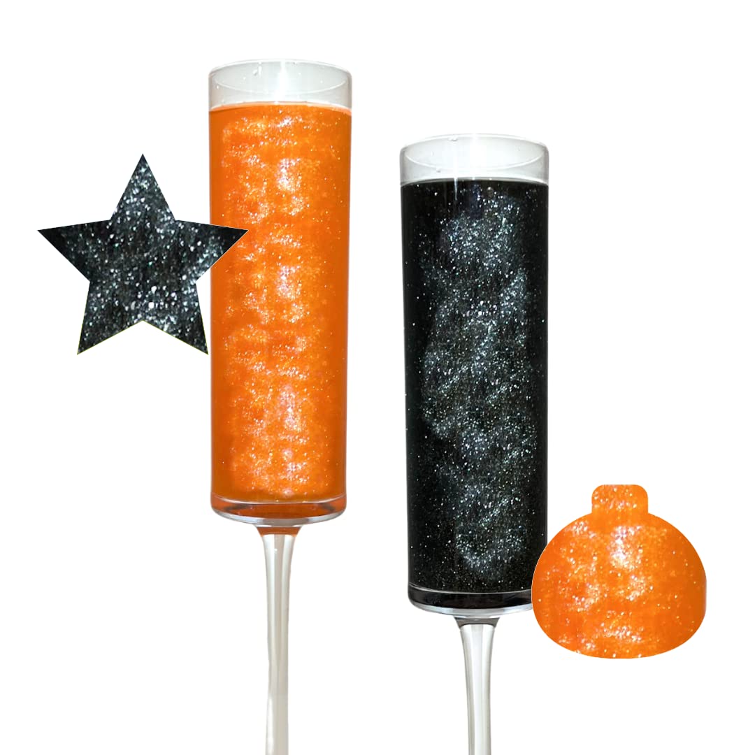 Sip & Shimmer Edible Glitter for Drinks - Food-Grade Cocktail Glitter - Small - Black Orange Halloween - Kosher, Nut-Free, Gluten-Free