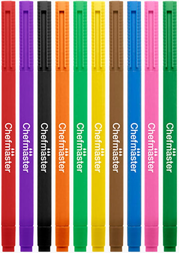 Chefmaster - Food Decorating Pens - Edible Markers - 10 Pack - Dual-Tipped Pens, Fade-Resistant Color, Easily Decorate Desserts