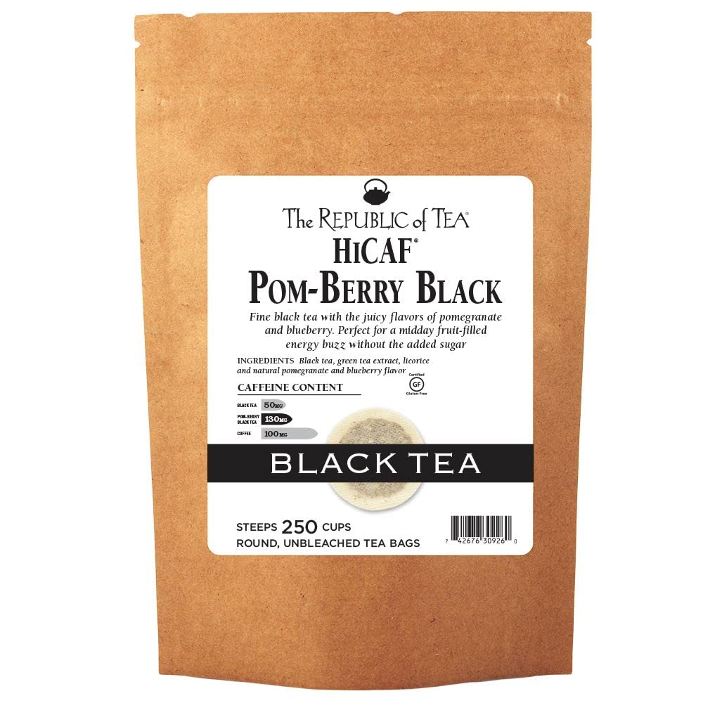 The Republic of Tea HiCAF Pom-Berry Black Tea, 250 Tea Bags, High Caffeine Pomegranate Blueberry Flavor