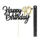 Palasasa Black Gold Glitter Happy Birthday Cake Topper - 40 Anniversary/Birthday Cake Topper Party Decoration (40Th)