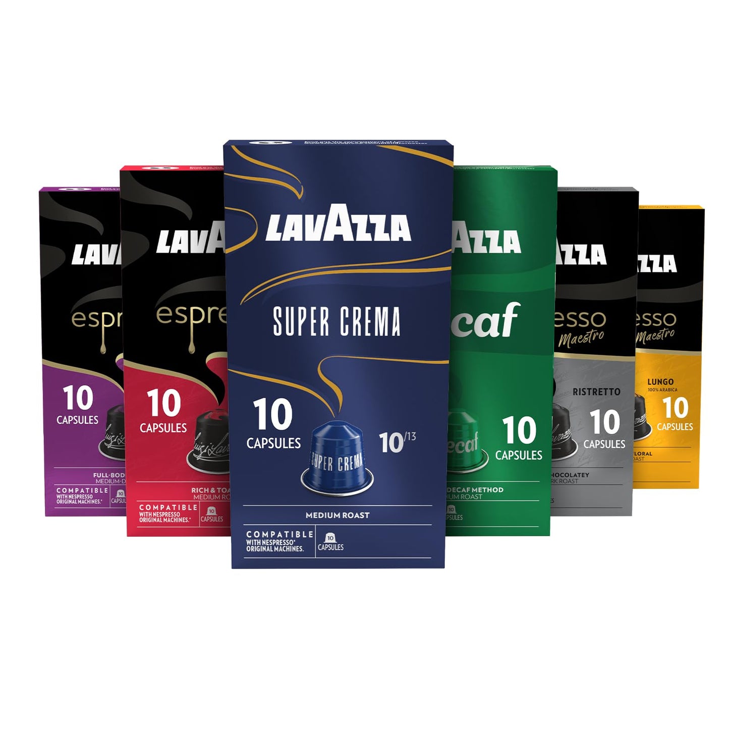 Lavazza Espresso Favorites Collection - Aluminum Capsules for Nespresso Original Machines, 60 Count, Light, Medium, Dark Roast