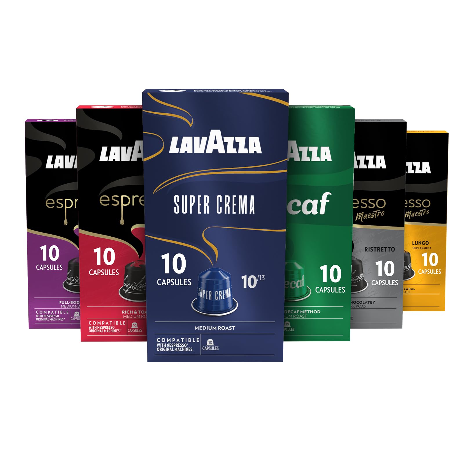Lavazza Espresso Favorites Collection - Aluminum Capsules for Nespresso Original Machines, 60 Count, Light, Medium, Dark Roast
