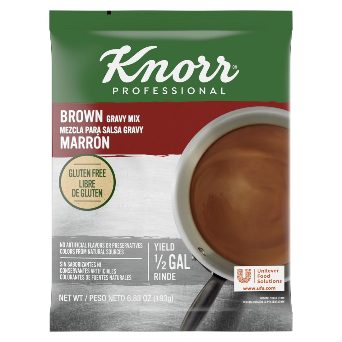 Knorr Professional Brown Gravy Mix Vegan, Gluten Free, No Artificial Flavors Or Preservatives, No Added Msg, Dairy Free,Colors From Natural Sources, 6.83 Oz, Pack Of 6