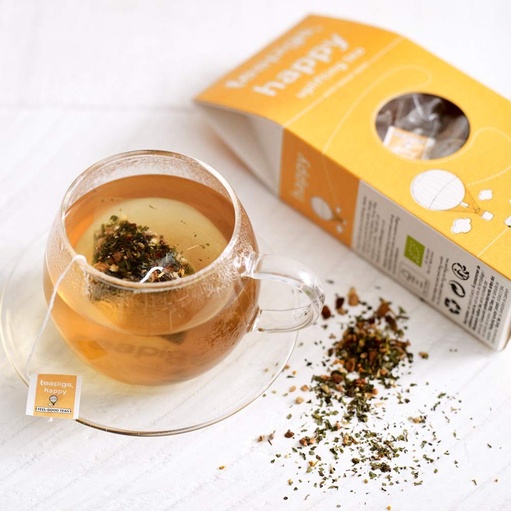 Teapigs Organic Happy Herbal Tea Made With Whole Leaves (6 Packs of 15 Tea Bags)