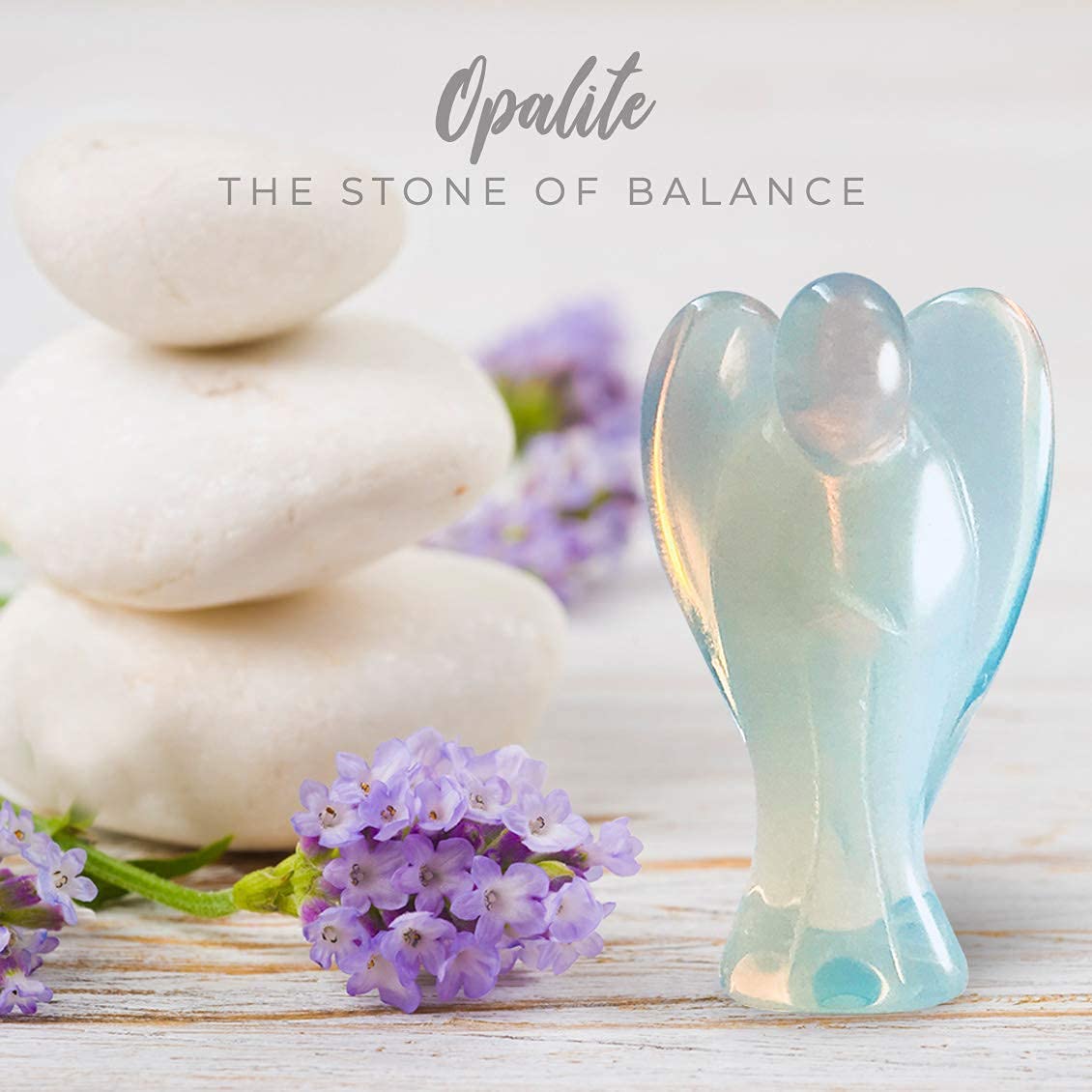 Earth Therapy Original Pocket Guardian Angel With Serenity Prayer Card - Opal Healing Stone Figurine - Bless Yourselves And Your