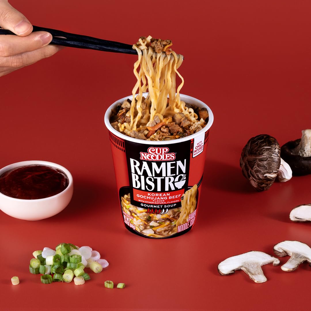Nissin Cup Noodle Ramen Bistro, Korean Gochujang Beef, 3.1 Ounce (Pack Of 6)