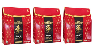 Korean Ginseng Candy, Sugar Free (3 PACKS, BLACK AND RED GINSENG)
