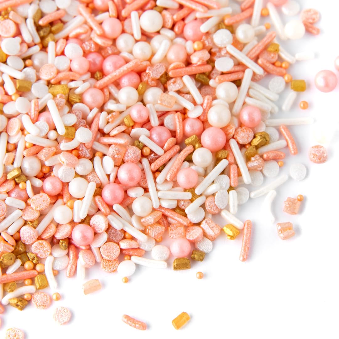 Sweets Indeed Sprinkles, Peach Rose Gold Edible Sprinkle Mix, Perfect For Cake Decorations, Baking, Ice Cream, Cookies, Cupcake