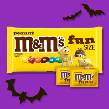 M&M'S Peanut Chocolate Candy, Fun Size Candy Bags For Party Favors, Holidays, Parties, 10.53Oz Bulk Chocolate Gift