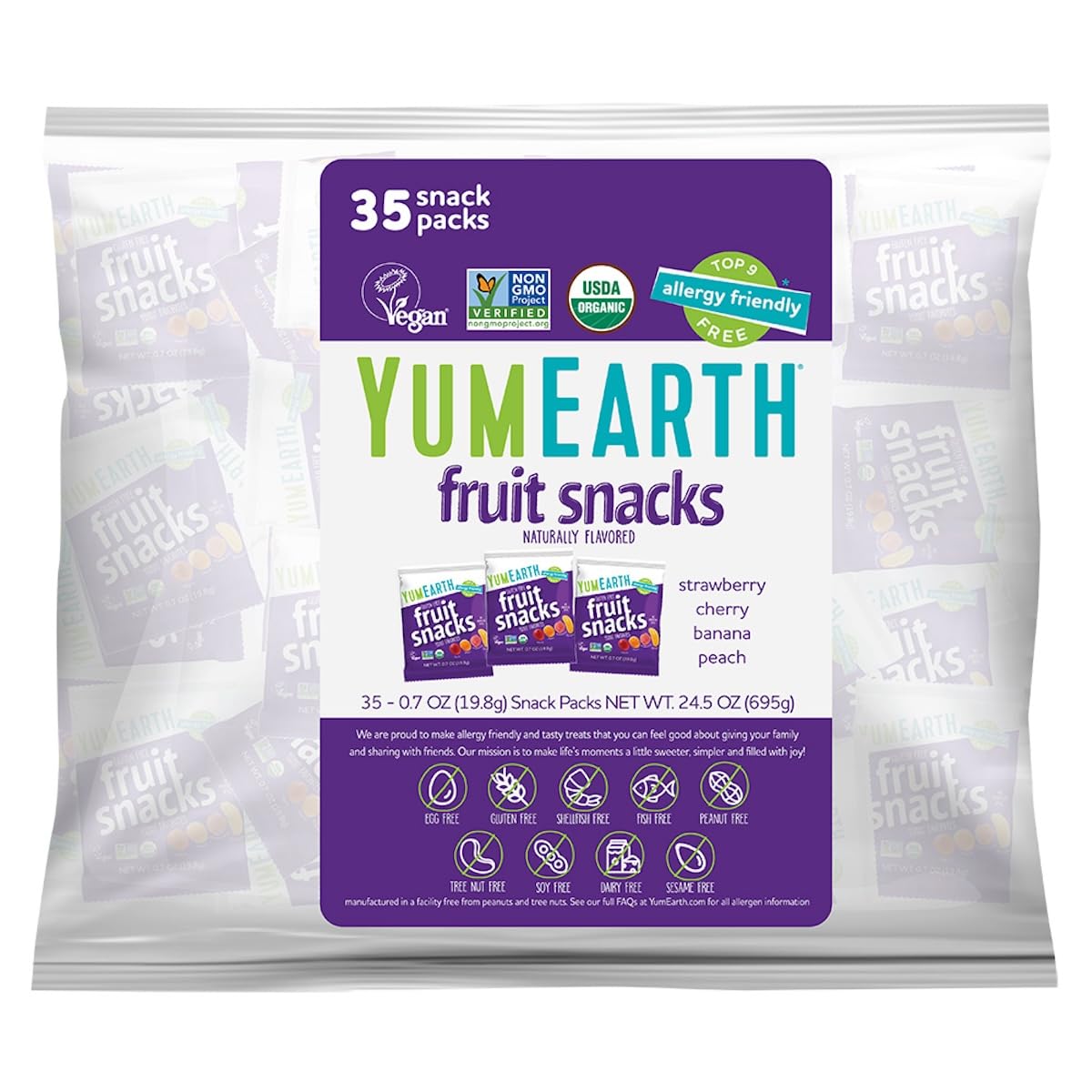Yumearth Organic Fruit Snacks - Fruit Gummies Snack Packs, Gluten Free Snacks For Kids - Allergy Friendly, Non-Gmo, Vegan, No Ar