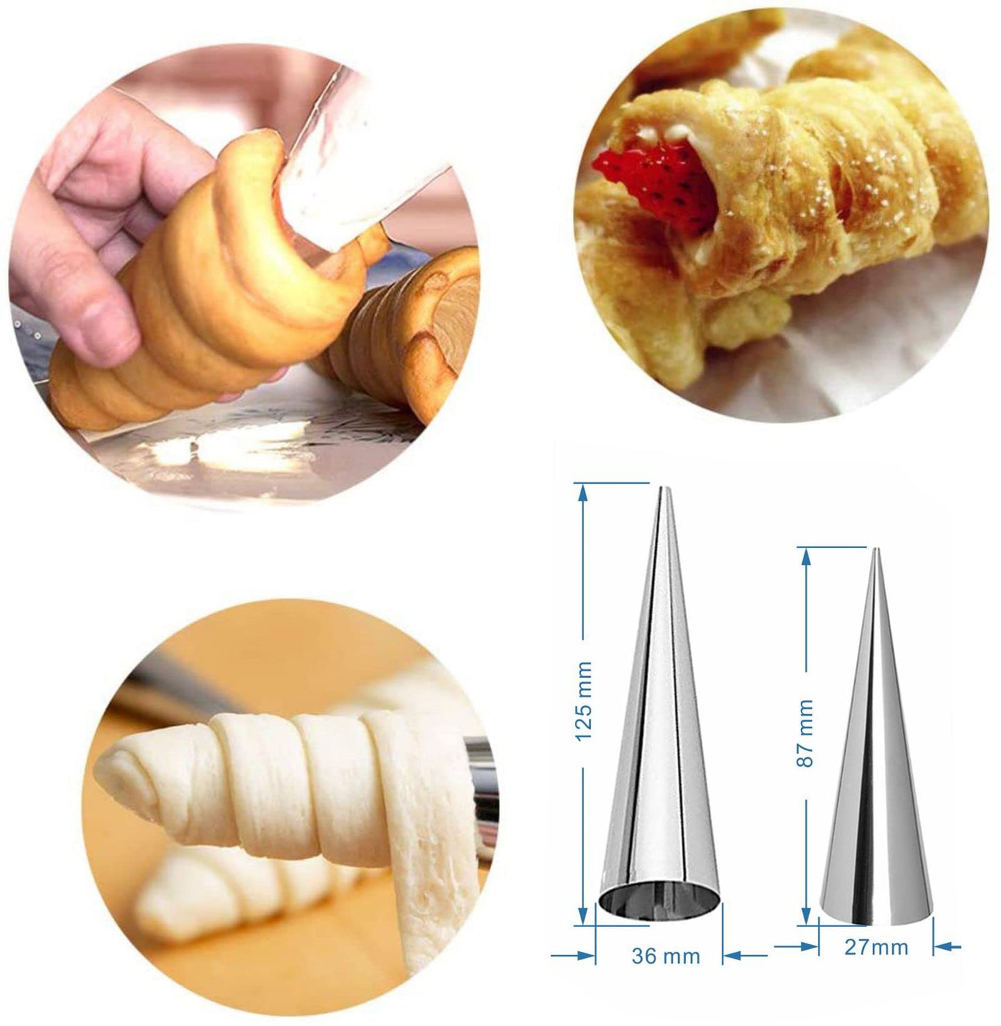 Fantasyday Non-Stick Cream Cannoli Tubes, 20 Pcs Stainless Steel Baking Cones Pastry Roll Horn Croissant Mold Cannoli Shells - Pastry Baking Set For Christmas Cake Anniversary Party