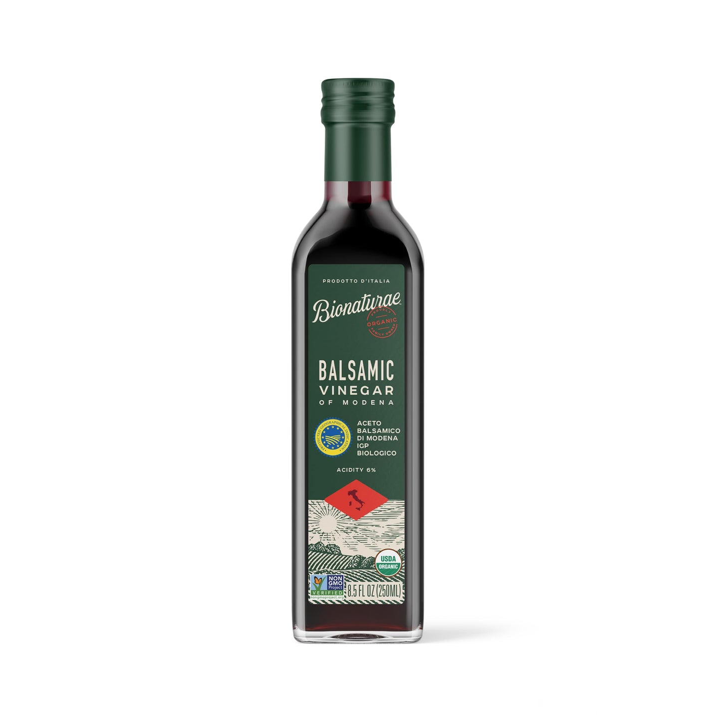 Bionaturae Vinegar Balsamic - Organic Balsamic Vinegar, Modena Balsamic Vinegar, Acidity 6%, USDA Certified Organic, Recyclable 