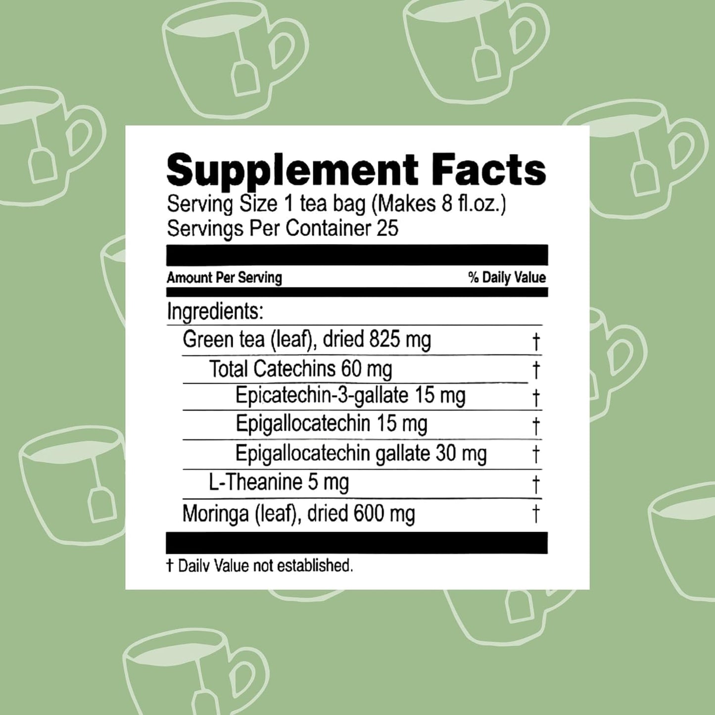 Hyleys Moringa Oleifera and Green Tea Lemon Flavor - 25 Tea Bags (12 Pack - 300 Tea Bags total) - Superfood  Tree Tea with Dried Moringa Oleifera Leaves