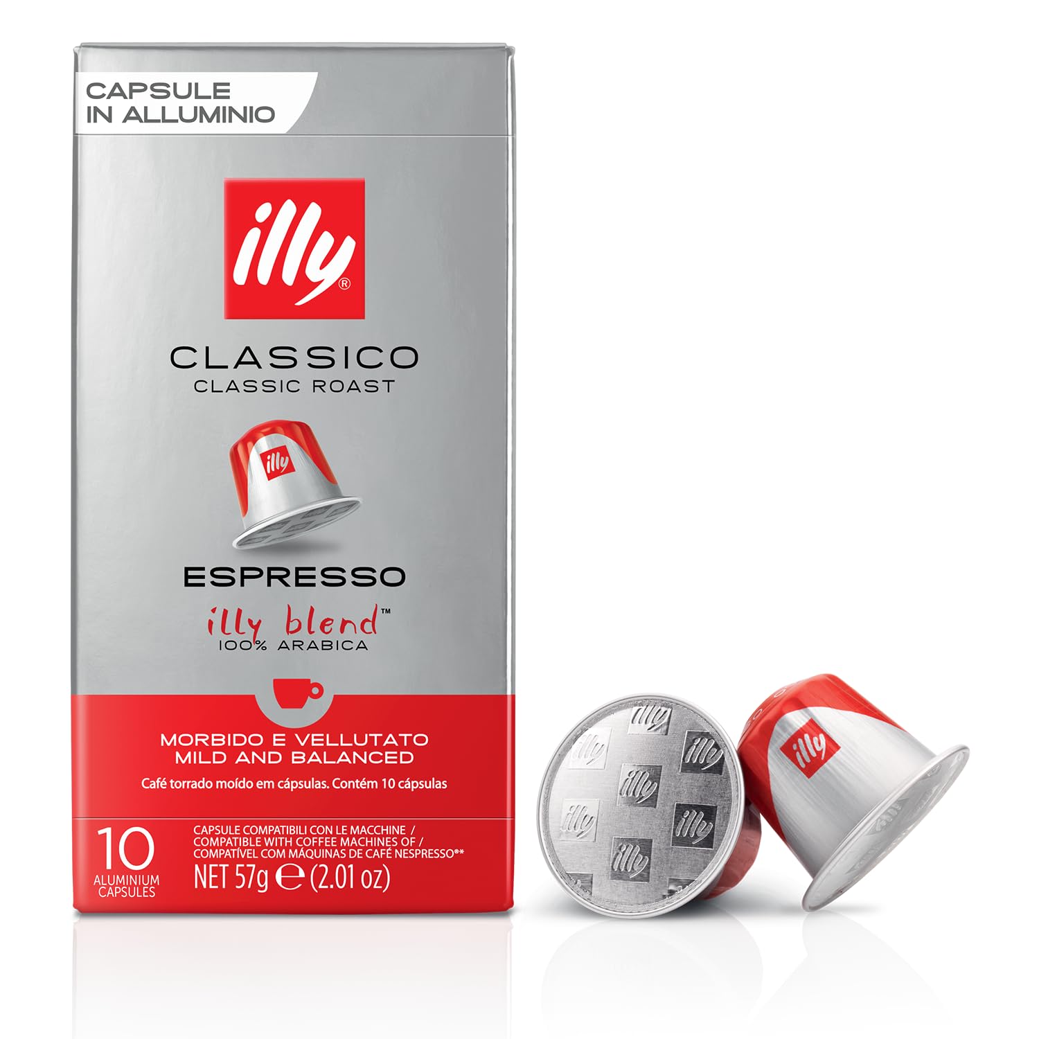 illy Aluminum Espresso Capsules Compatible with Nespresso - Classico Medium Roast - 10 Count (Pack of 5)