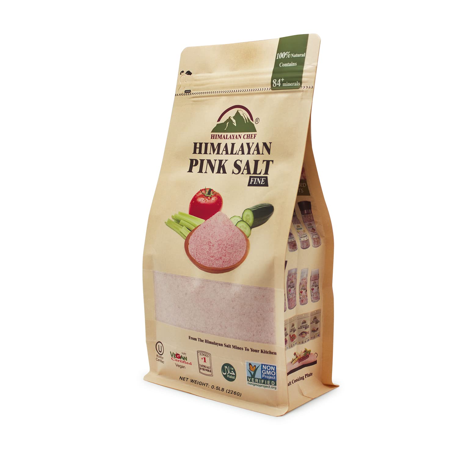 Himalayan Chef Pink Himalayan Salt - Fine Grain - 3 Pound (6 x 0.5 Pound Bags) - Model 5401-6PACK