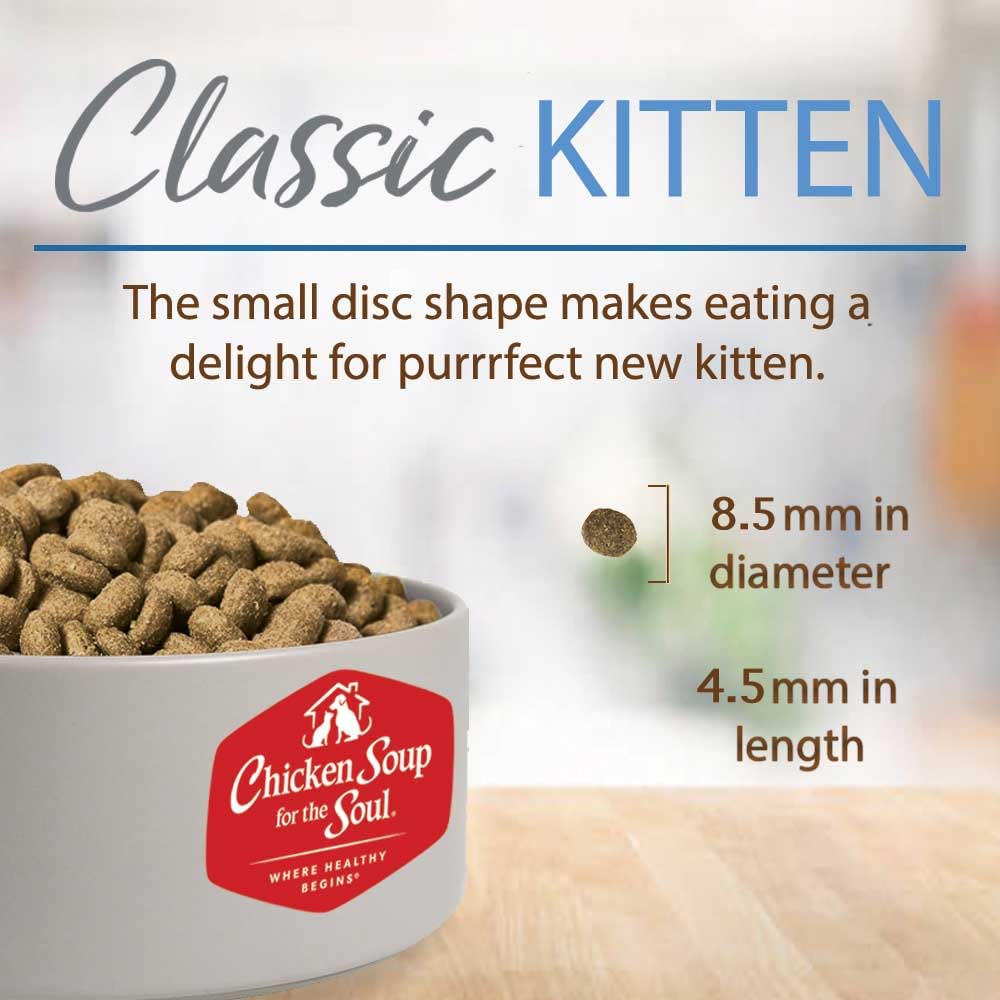 Chicken Soup For The Soul All Natural Enhanced Dry Kitten Food, Real Meat First Ingredient, No By-Products, Supports Brain & Vision Development, Chicken, Brown Rice & Pea, 12Lb