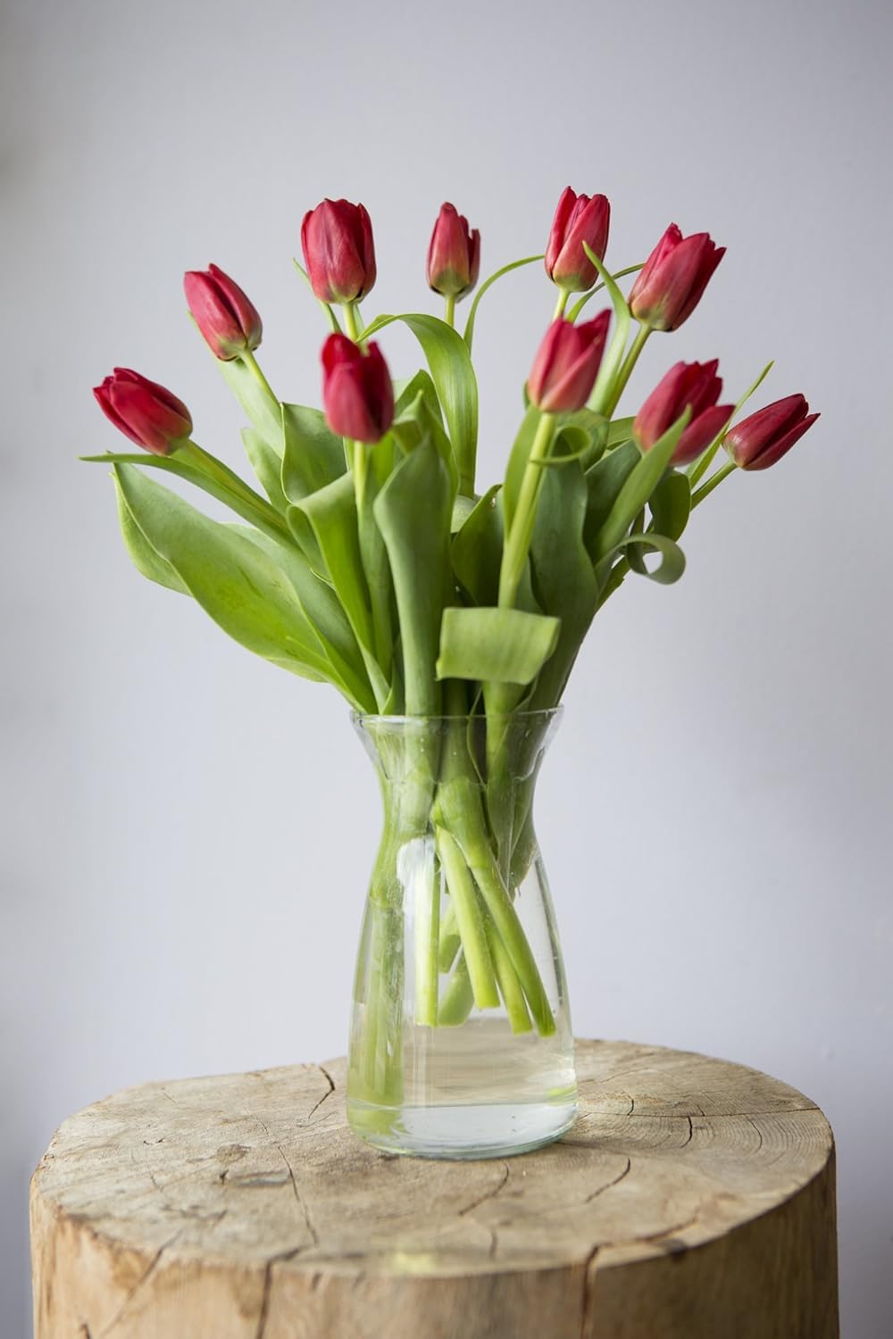 Kabloom Flowers -Valentine'S Day Collection - 20 Red Tulips With Vase, Gift For Birthday, Sympathy, Anniversary, Get Well, Thank