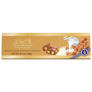 Lindt Swiss Premium Classic Gold Bar, Milk Chocolate Hazelnut, 10.6 Oz (Pack Of 5)