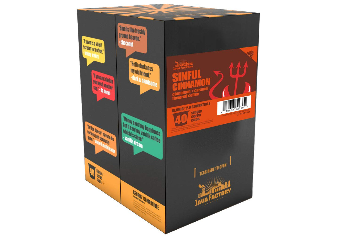 Java Factory Coffee Pods - Cinnamon Flavored - Compatible with K Cup malt-inspired - 40 Count - Model JFR SCIN40