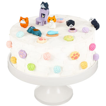 26 Pcs Cat Cake Topper Cute Cat Figurines Cat Happy Birthday Cake Topper Cat Paw Cake Toppers Cat Party Decoration Mini Cat Set