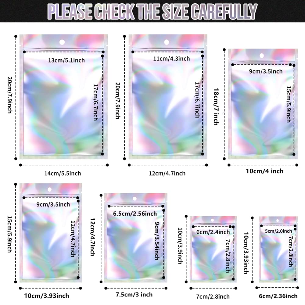 100 Pack Resealable Mylar Bags Smell Proof Pouch Aluminum Foil Packaging Plastic Ziplock Bag,Big Mylar Storage Bags For Candy,Je