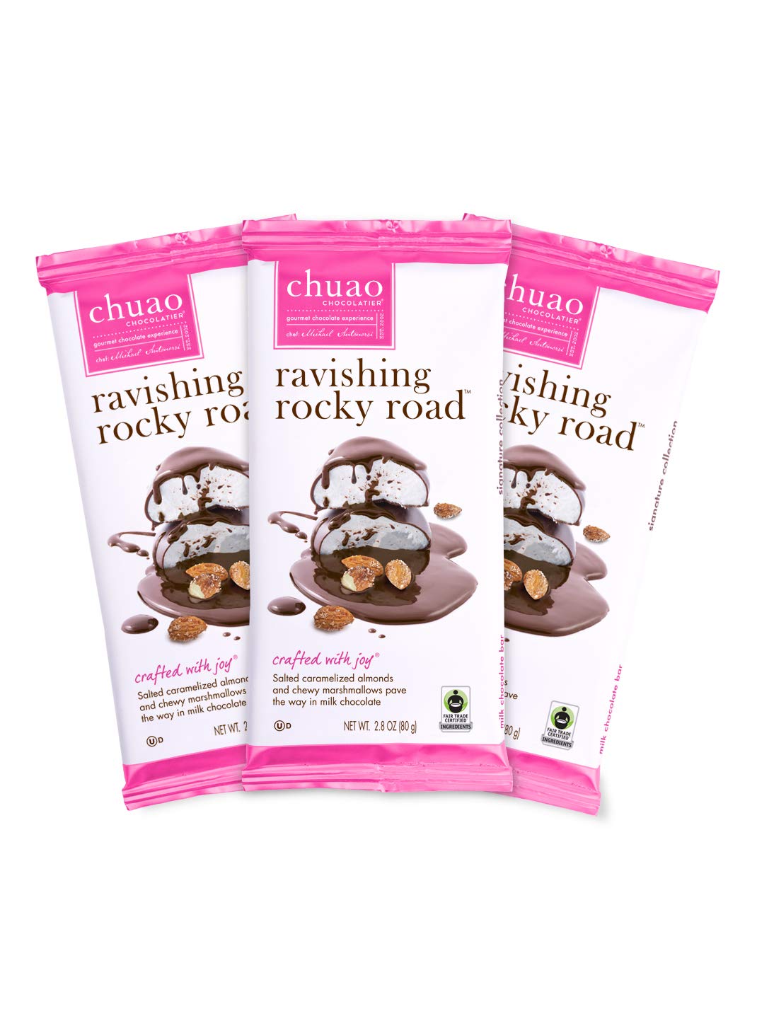 Chuao Chocolatier - Gourmet Almond Marshmallow Artisan No Preservatives Milk Chocolate Bars  3 Pack  1.0 Ounce Bars