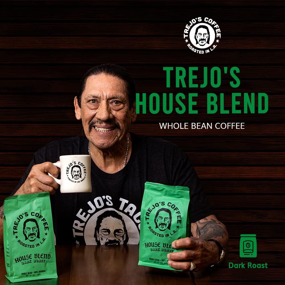 Trejos Tacos Coffee House Blend Dark Roast Whole Bean, 12 Ounce, 100% Arabica