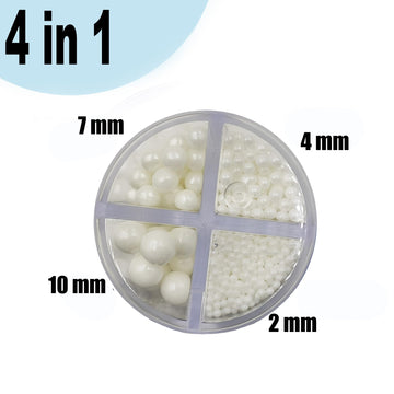4 In 1 Edible White Pearl Sugar Sprinkles 6 Oz, 4 Sizes Candy Pearls Ideal For Baking, Cake And Cupcake Toppers, Cookie Decorati