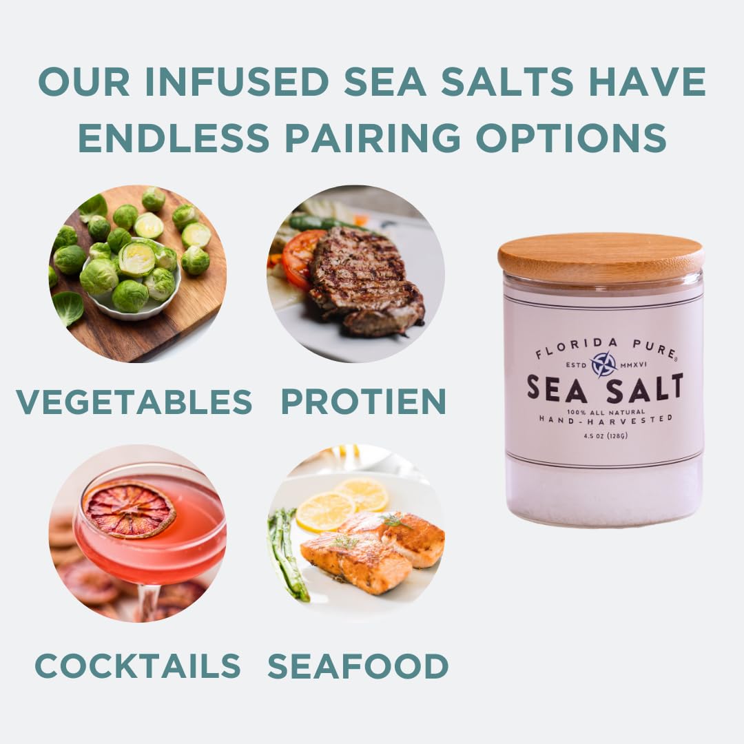 Florida Pure Sea Salt - Natural Unrefined 80+ Minerals - 4 oz Jar