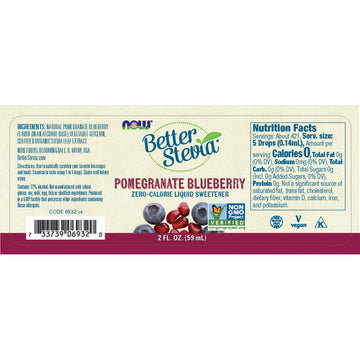 Now Foods Betterstevia Pomegranate Berry Zero-Calorie Liquid Sweetener, Keto Friendly, Suitable For Diabetics, No Erythritol, 2-