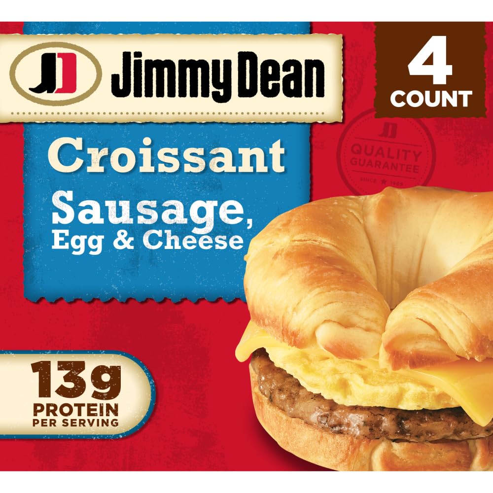 Jimmy Dean Sausage, Egg & Cheese Croissant Sandwiches, 18 Oz, 4 Ct (Frozen)