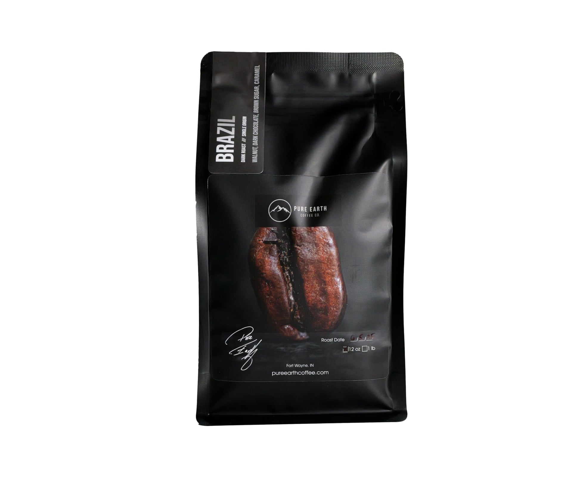 PURE EARTH COFFEE CO. Whole Bean Coffee, Brazil Single-Origin Beans, Dark Roast, Bold Gourmet Specialty Grade Coffee, Chocolate,