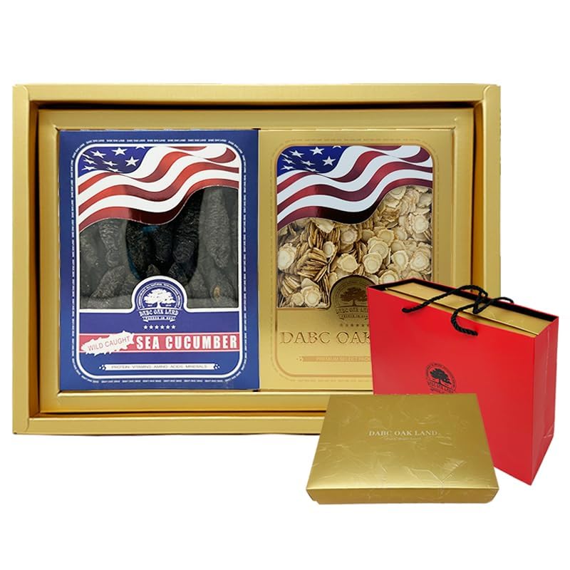 Dabc Oak Land American Wisconsin Flavor Blendseng Slices Root  8Oz Wild Caught Sun Dried Atlantic Black Pin Sea Cucumber - Nutritional And Health  4Oz Flavor Blendseng Slices + 8Oz Black Pin Sea Cucumber Gift Box Set