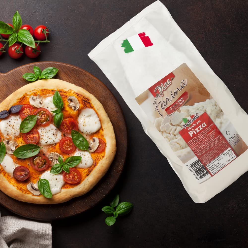 Polselli Gluten Free Flour, Pizza Flour, Lactose Free, 2.2Lb, All Natural, Multi Purpose Flour & Starch Blend For Baking Pizza,