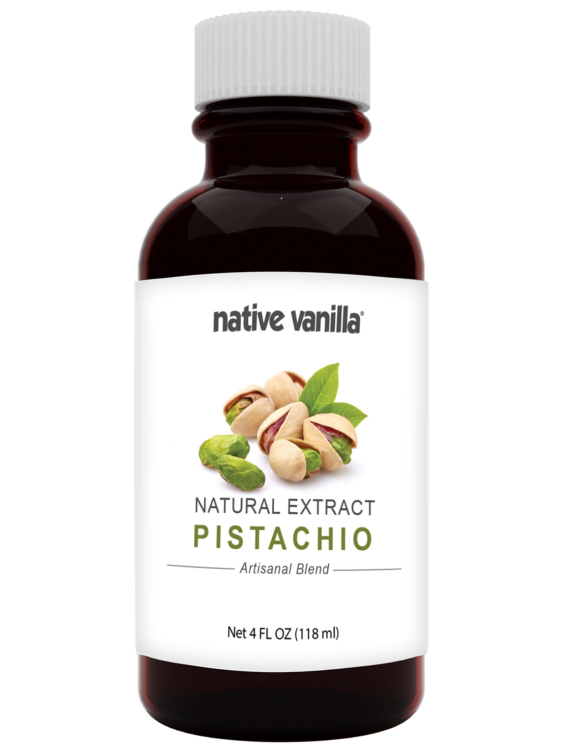 Native Vanilla Pure Flavor - Pistachio Extract - 4 Fl Oz - Ideal for Cooking, Baking, and Desserts