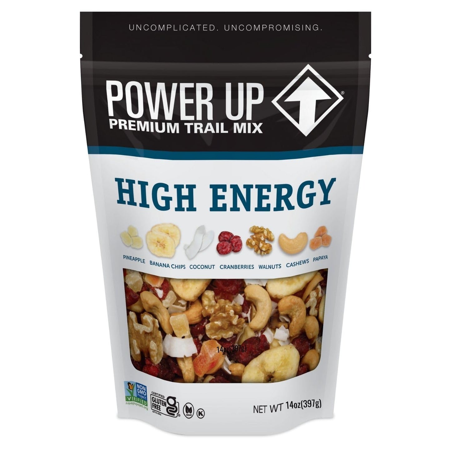 Power Up High Energy Trail Mix, Vegan, Gluten Free, Non-GMO, 14 Ounce (Pack of 6), Natural