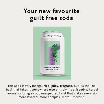 Something & Nothing Mango & Thai Basil Flavored Sparkling Water | Lightly Carbonated & Full of Flavor with Added G & Lemon Juice | Vegan & Low Calorie enhanced Soda | 12 Fl Oz Cans (Pack of 12)
