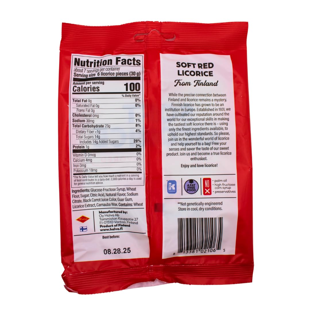 Halva Soft Strawberry Licorice Candy - 1 X 7Oz Bag - Authentic Finnish Licorice - Made With All Natural Ingredients -Soft & Chew