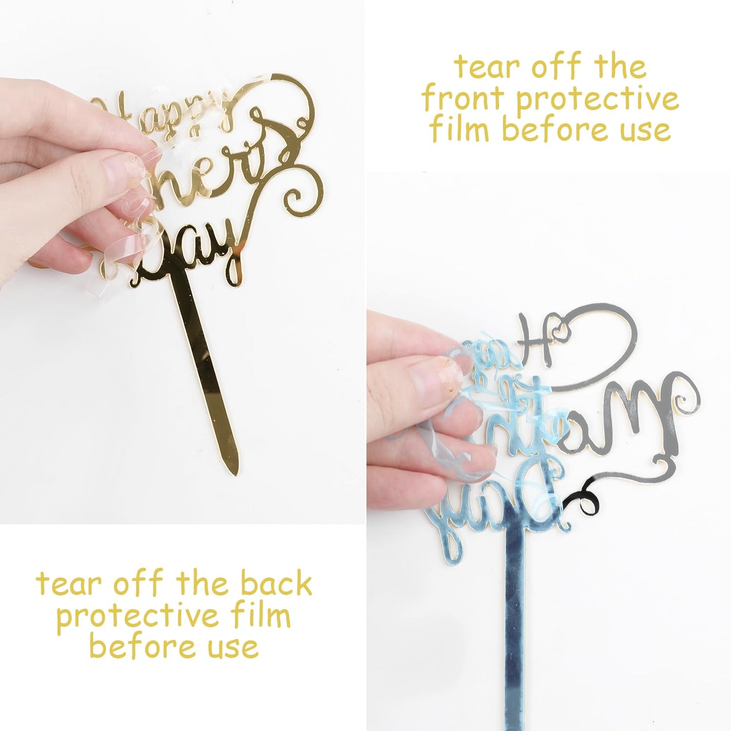 Diyasy 9 Pcs Happy Mothers Day Cake Topper, Acrylic Cake Toppers Double-Sided Glitter Cupcake Picks Decoration For Best Mom Part