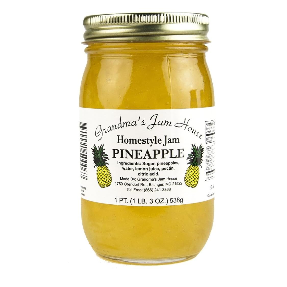 Homestyle Pineapple Jam - One Pint - Grandma'S Jam House